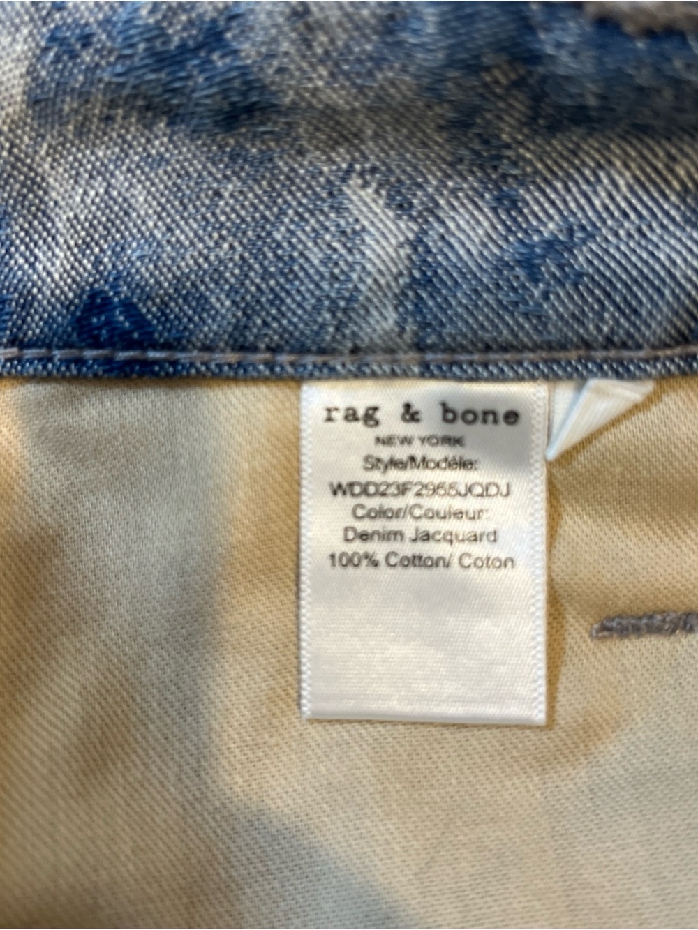 rag & bone Sid Jacquard Denim Midi Skirt Textured Blue 27 Boho Chic Front Slit - Picture 10 of 11
